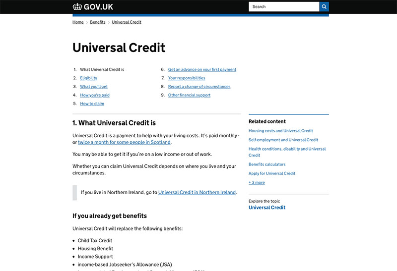 Universal credit, Government, Benefits