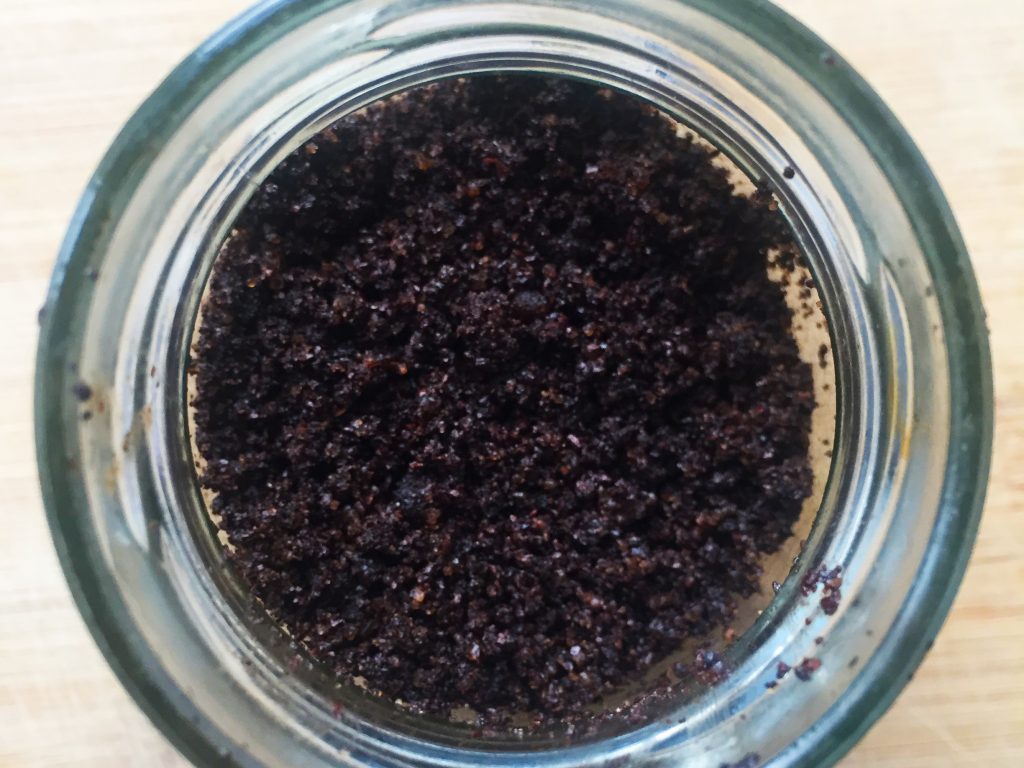 Coffee scrub in a glass jar