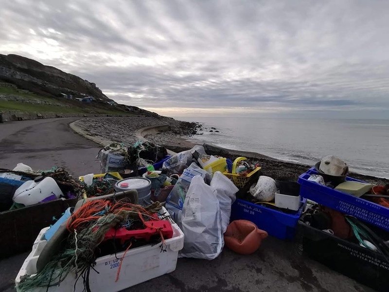 A collection of plastic products cleaned up from the beach