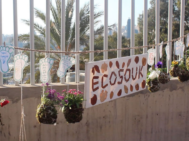 Ecosouk sign on fencing