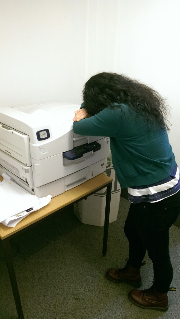 Alba cries as the printer lets us down...
