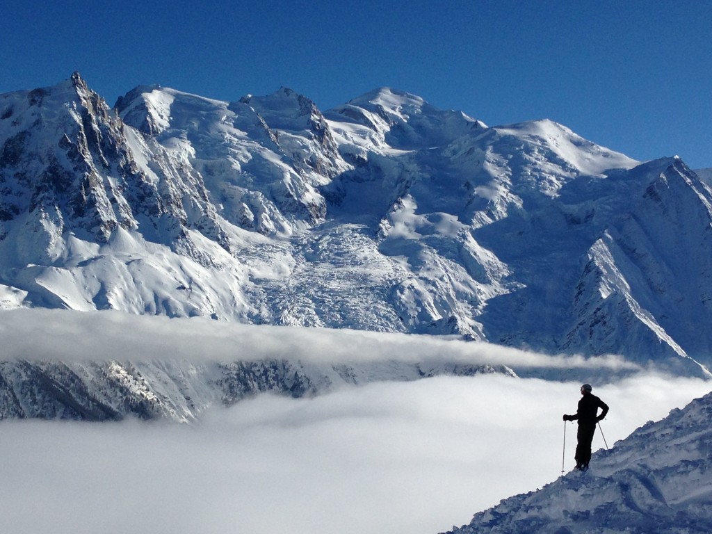 Chris Patient skiing in Chamonix (Mont Blanc, French Alps). Copyright: Anna Patient.