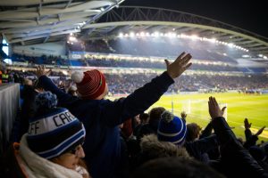 Cardiff fans made the long journey to Brighton to cheer on their side (Credit: Sky Bet)