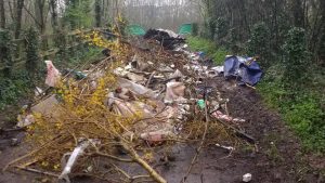 Fly tipping feared to contain asbestos on the Rhymney Trail