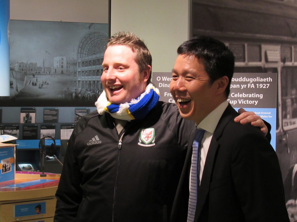 Councillor Peter Bradbury and Cardiff City executive director Ken Choo attended the opening of the exhibition
