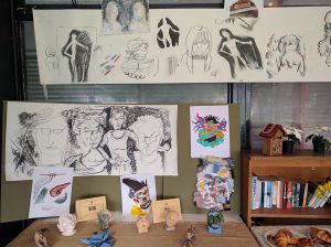 Ceramics, drawings and two dimensional pieces made up the artwork at the exhibition
