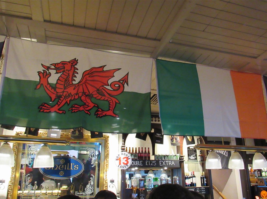 Flags are proudly displayed side by side at O'Neills.