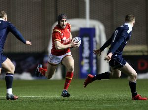 24.02.17 - Scotland U20s v Wales U20s - 6 Nations Championship - Rhun Williams of Wales is challenged by Connor Eastgate and Craig Pringle of Scotland. Credit: Huw Evans Picture Agency