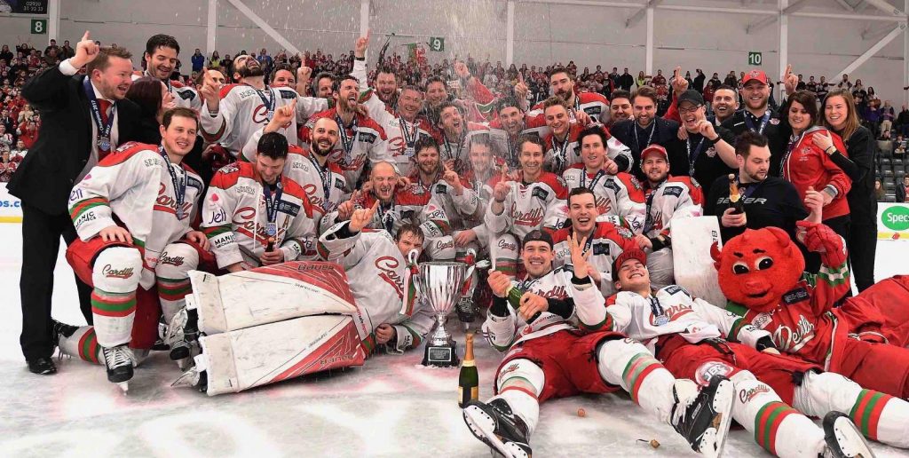 The Devils celebrate their third Challenge Cup victory.