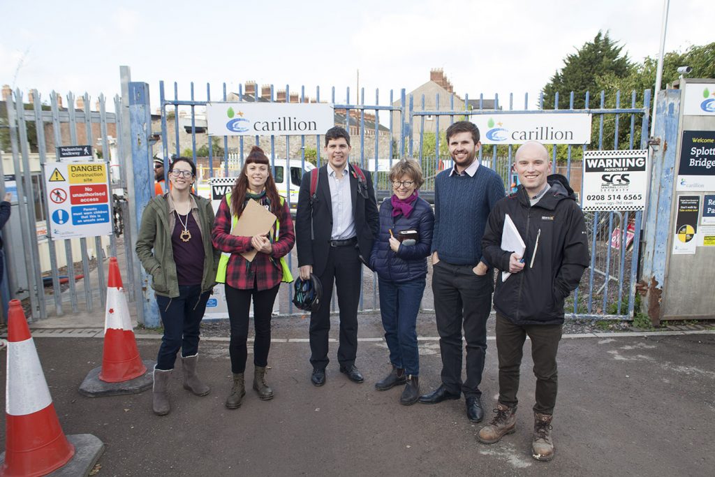 Councillors and members of Green City Events standing in front of the Railway Street site