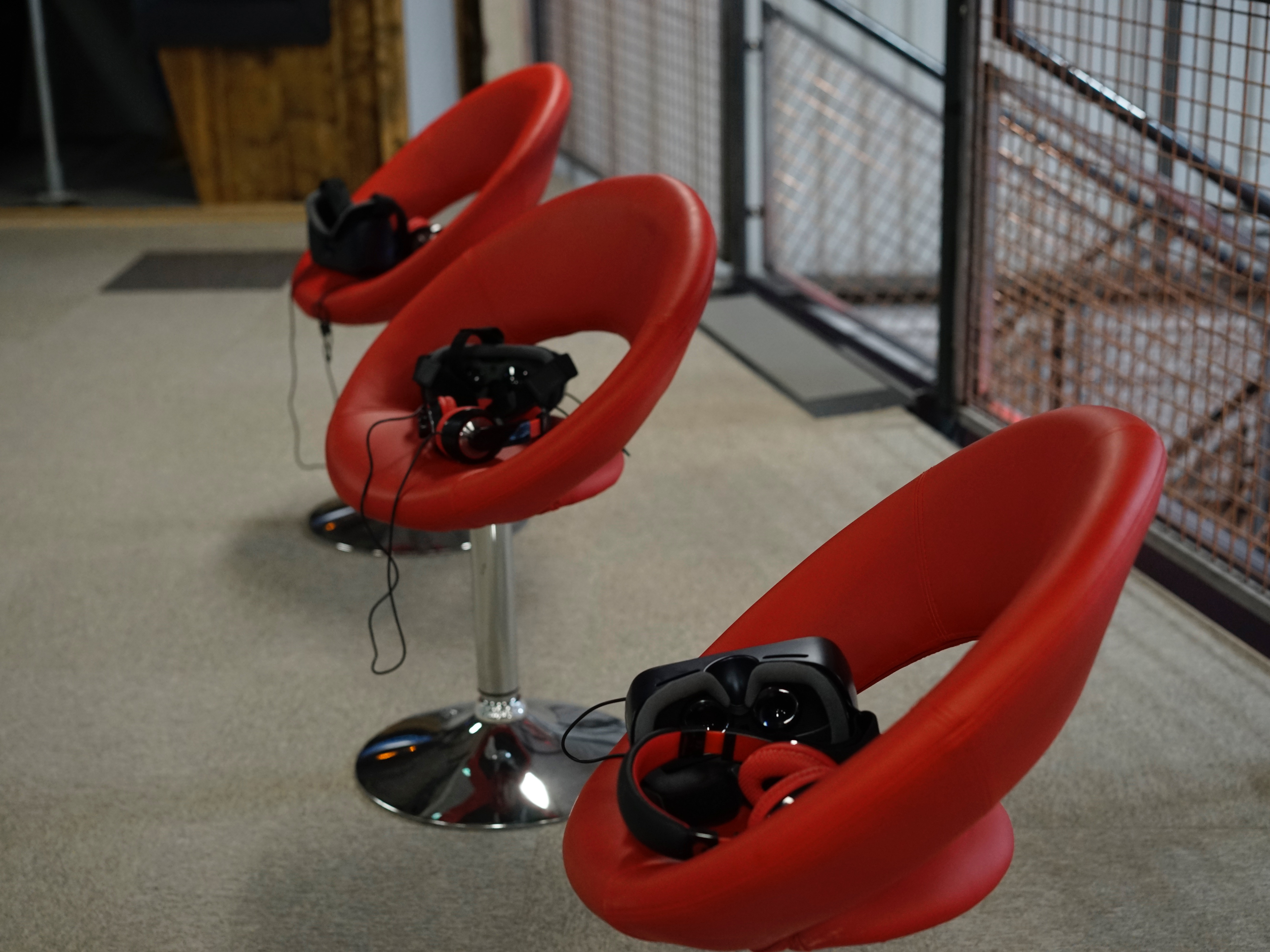 Virtual reality headsets lay on chairs in Orchard offices. Photo: Cardiff Creative