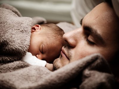 sleeping, baby, dad,