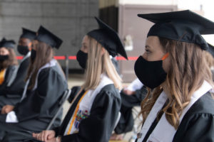 Students attending a COVID-19 graduation